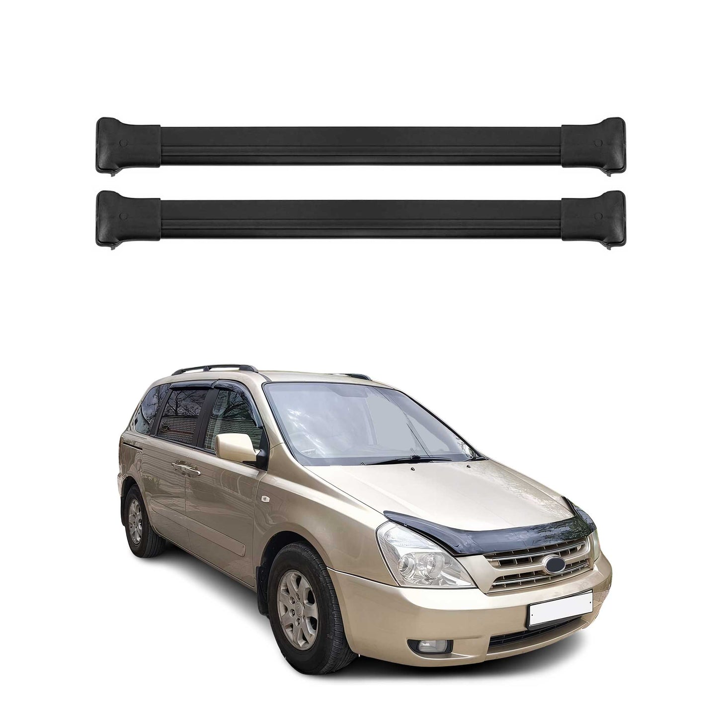 Dachträger Grundtäger für Kia Carnival 2005-2014 75kg Aluminium Schwarz 2 tlg