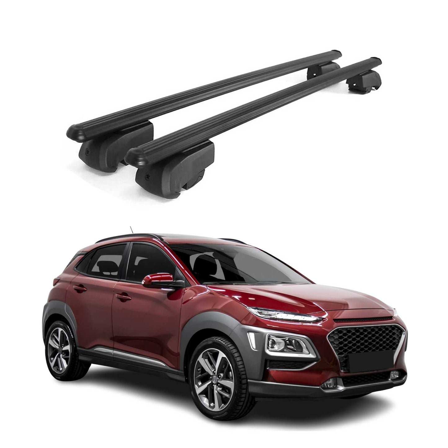 Portbagaj de plafon pentru Hyundai Kona 2017-2023 75kg aluminiu negru 2 buc