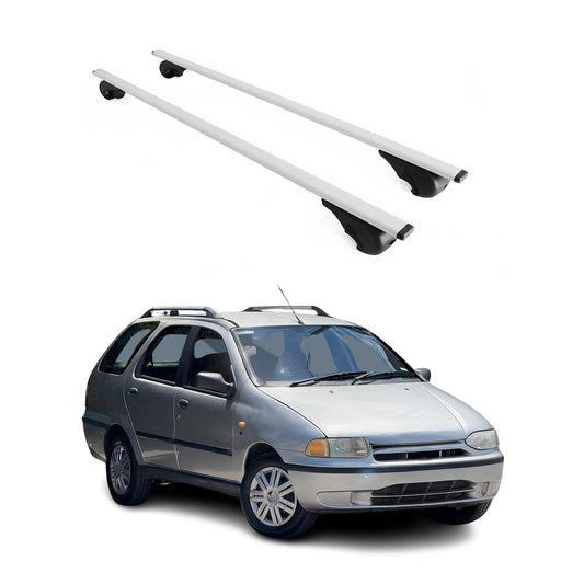 Portbagaj de plafon pentru Fiat Palio Weekend 1996-2011 75kg metal argintiu 2 buc