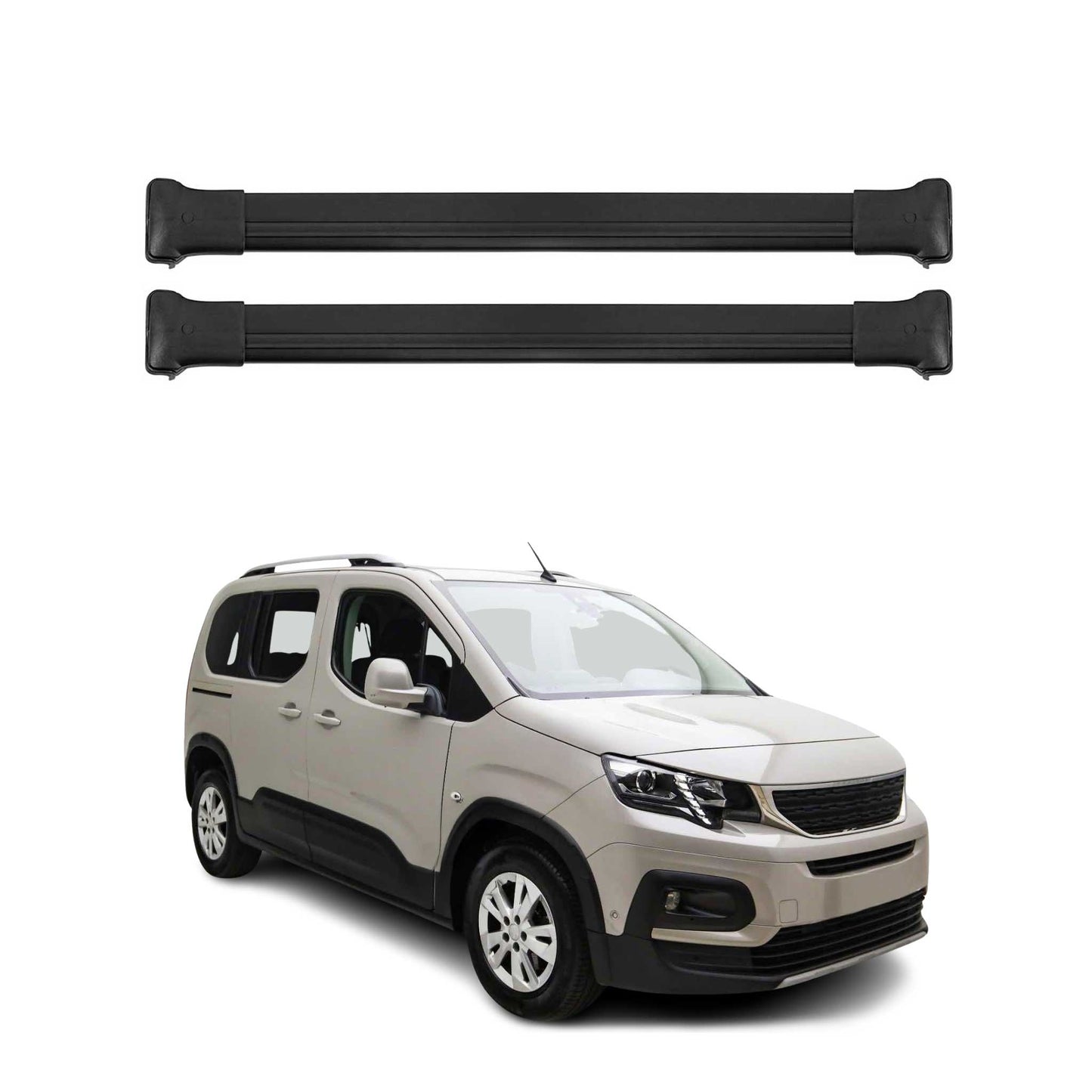 Portbagaj de plafon pentru Peugeot Partner mk3 2018-2025 75kg aluminiu negru 2 buc