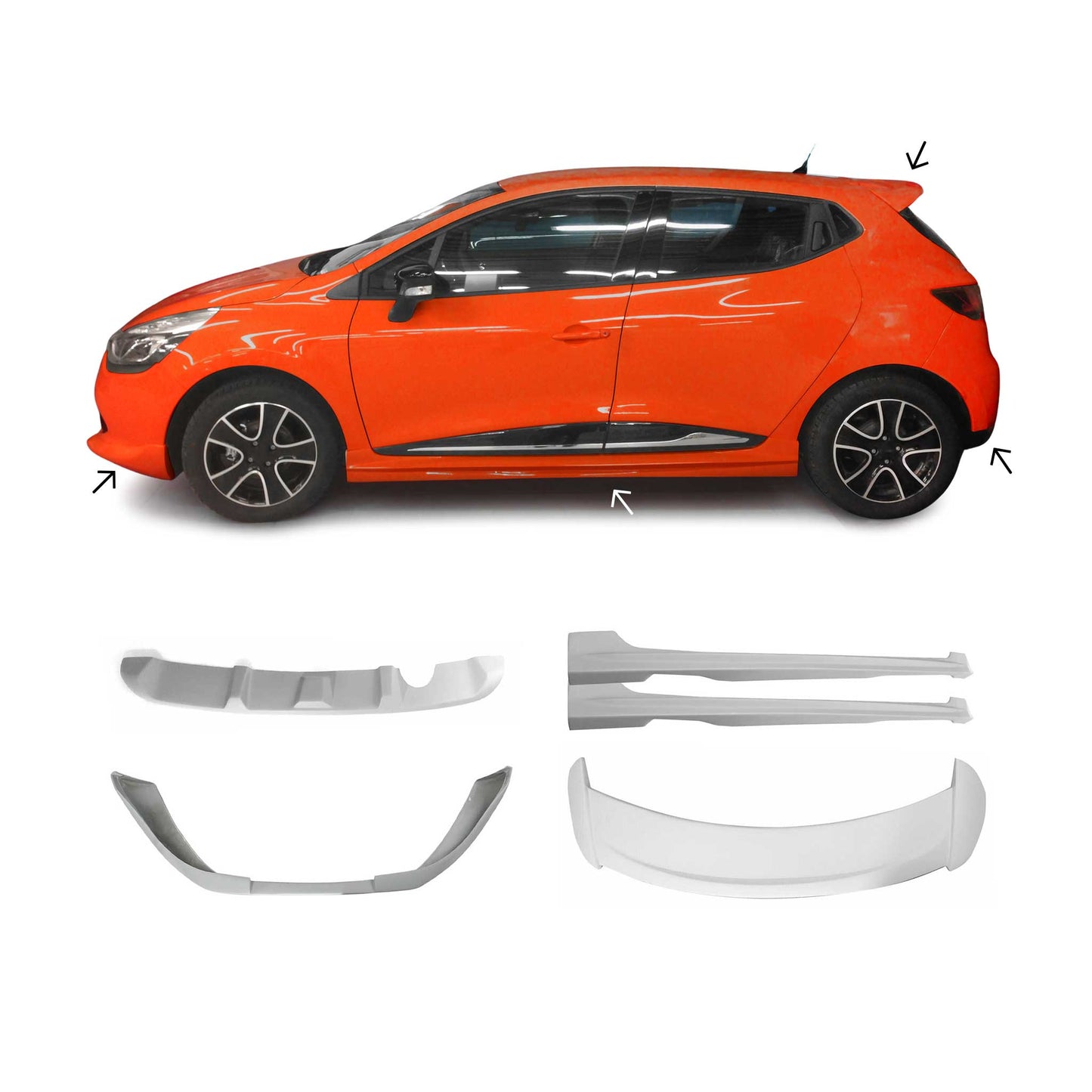 Bodykit Heckdiffusor Frontspoiler für Renault Clio 2012-2019 ABS Grundiert 5tlg