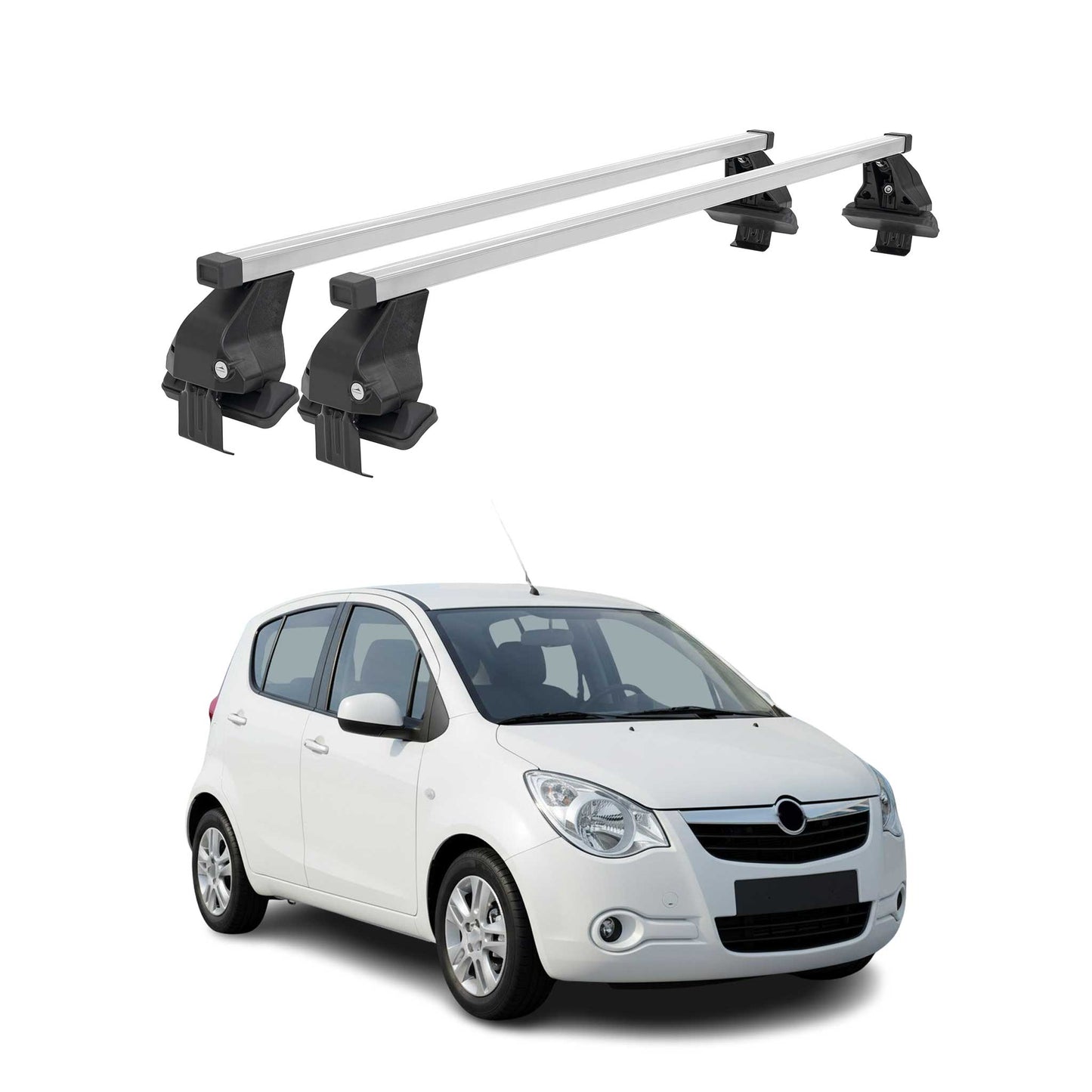 Menabo Dachträger Grundtäger für Opel Agila 2007-2014 50kg Stahl Silber 2 tlg