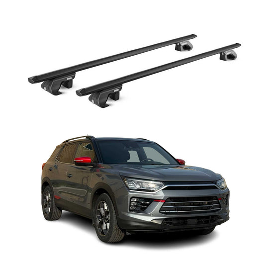 Portbagaj de plafon pentru Ssangyong Korando 2019-2025 5 uși 90 kg aluminiu negru ABE