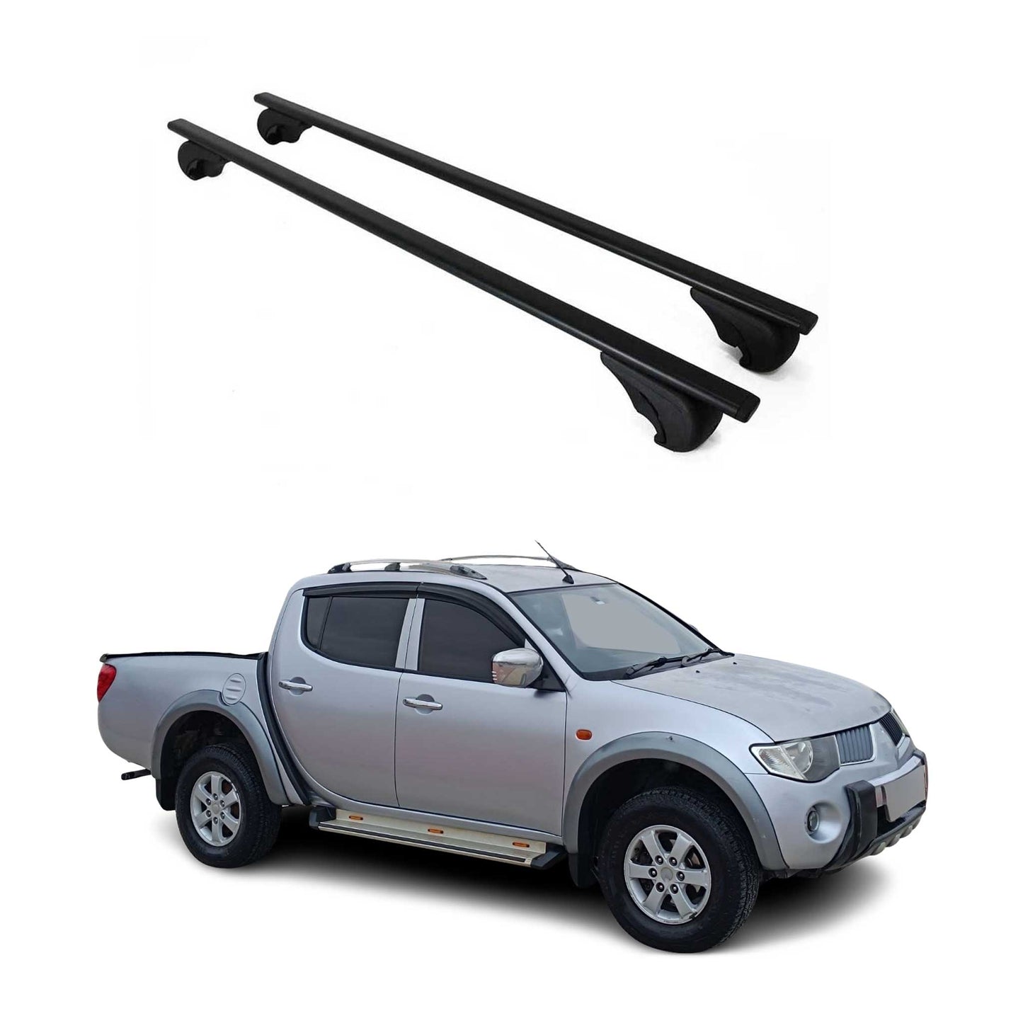 Portbagaj de plafon pentru Mitsubishi L200 2005-2015 75kg, negru metalic, 2 buc.