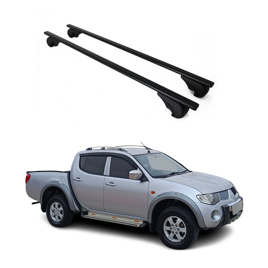 Portbagaj de plafon pentru Mitsubishi L200 2005-2015 75kg, negru metalic, 2 buc.