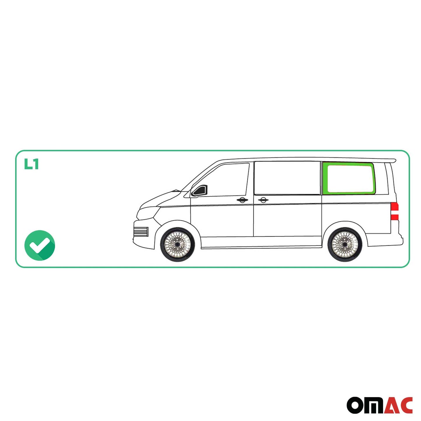 Seitenfenster Auto Seitenscheibe für VW T6 T6.1 2015-24 Links Schwarz L1 Kurzer