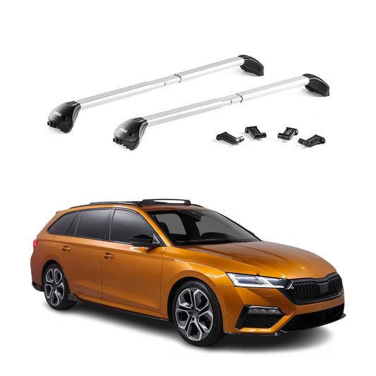 Portbagaj de plafon pentru Skoda Octavia mk4 Estate 2020-2025 100kg Alu Silver ABE