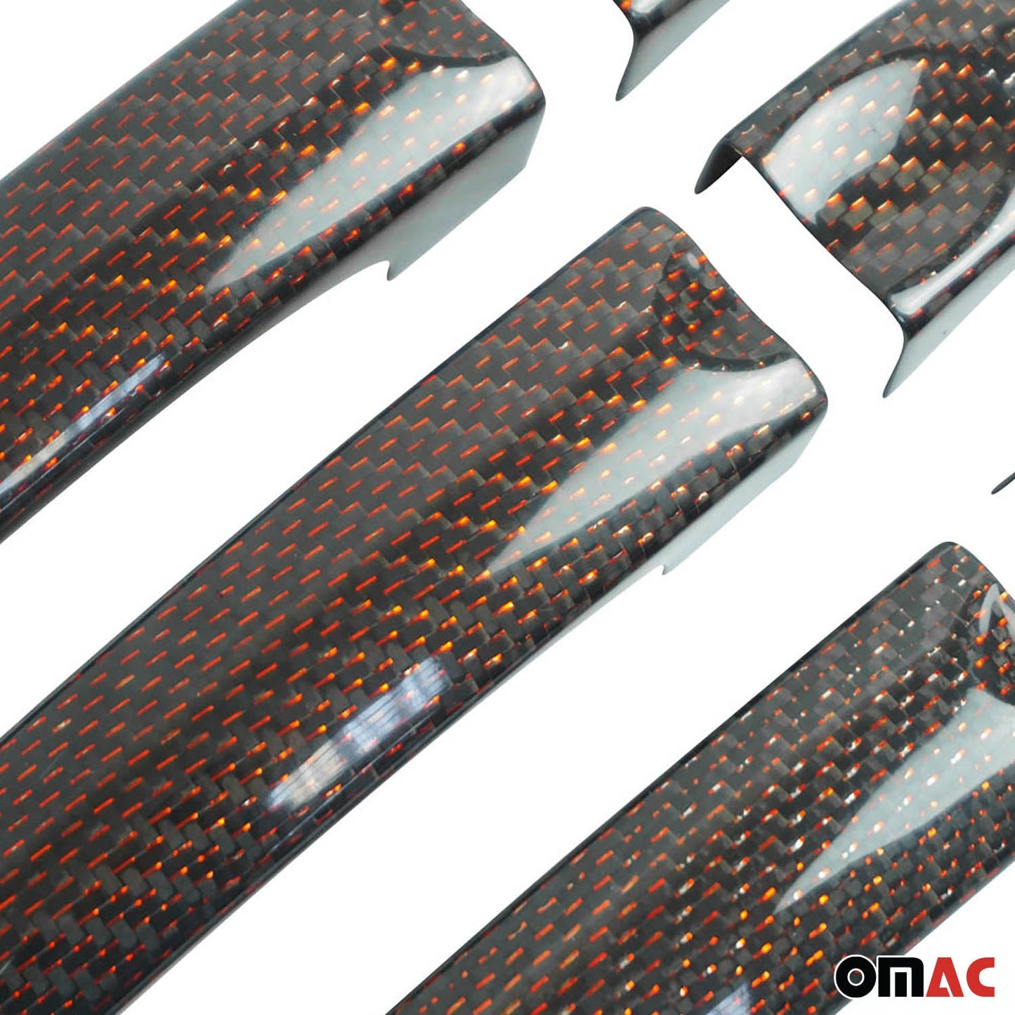 Ornamente mâner ușă, capace mâner ușă pentru VW Caddy 2015-2020 4 uși, fibră de carbon, roșu, 6x