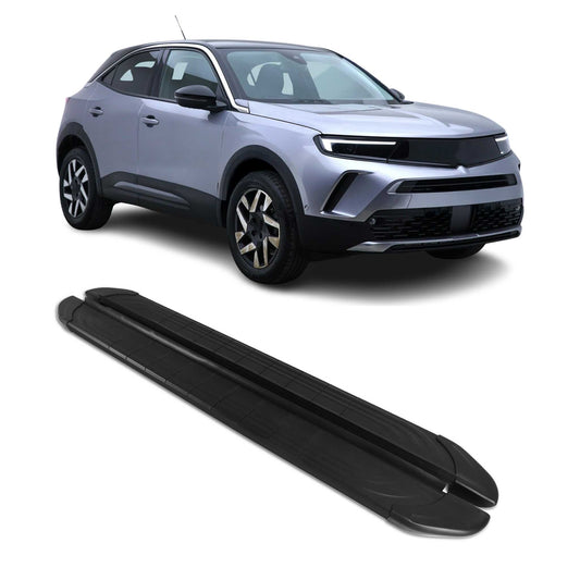 Seitenschweller Trittbretter für Opel Mokka 2020-2025 Alu Schwarz 2tlg