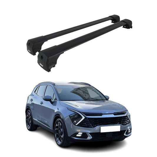 Portbagaj de plafon pentru Kia Sportage NQ5 2021-2025 75kg aluminiu negru 2 piese