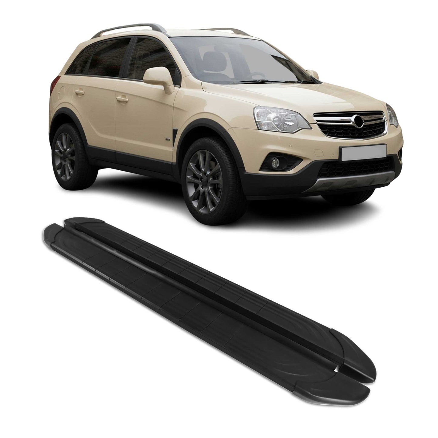 Trittbretter Seitenschweller für Opel Antara 2007-2015 Aluminium Schwarz 2tlg