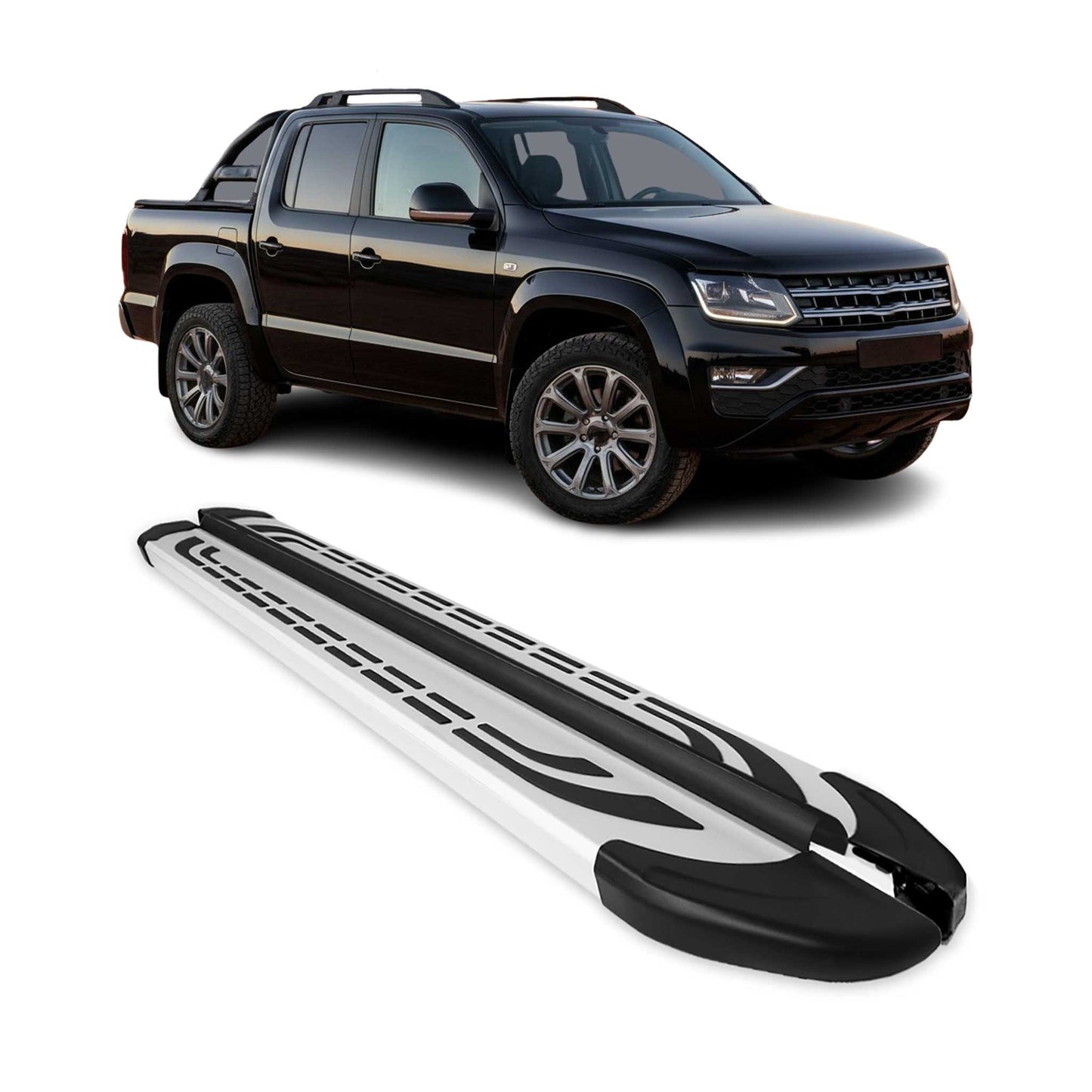 Praguri/praguri laterale pentru VW Amarok DoubleCab 2022-2024, aluminiu argintiu, 2 bucăți