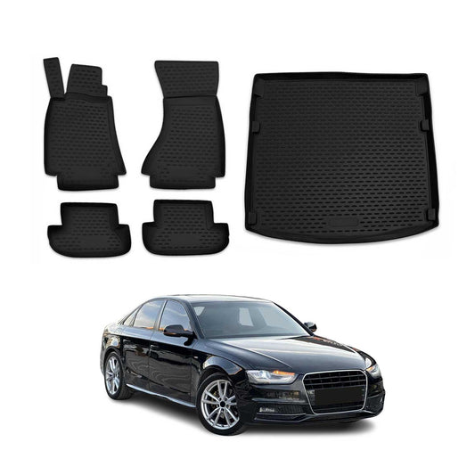 Set covorașe și portbagaj pentru Audi A4 Sedan 8K2 B8 2008-2015 Negru