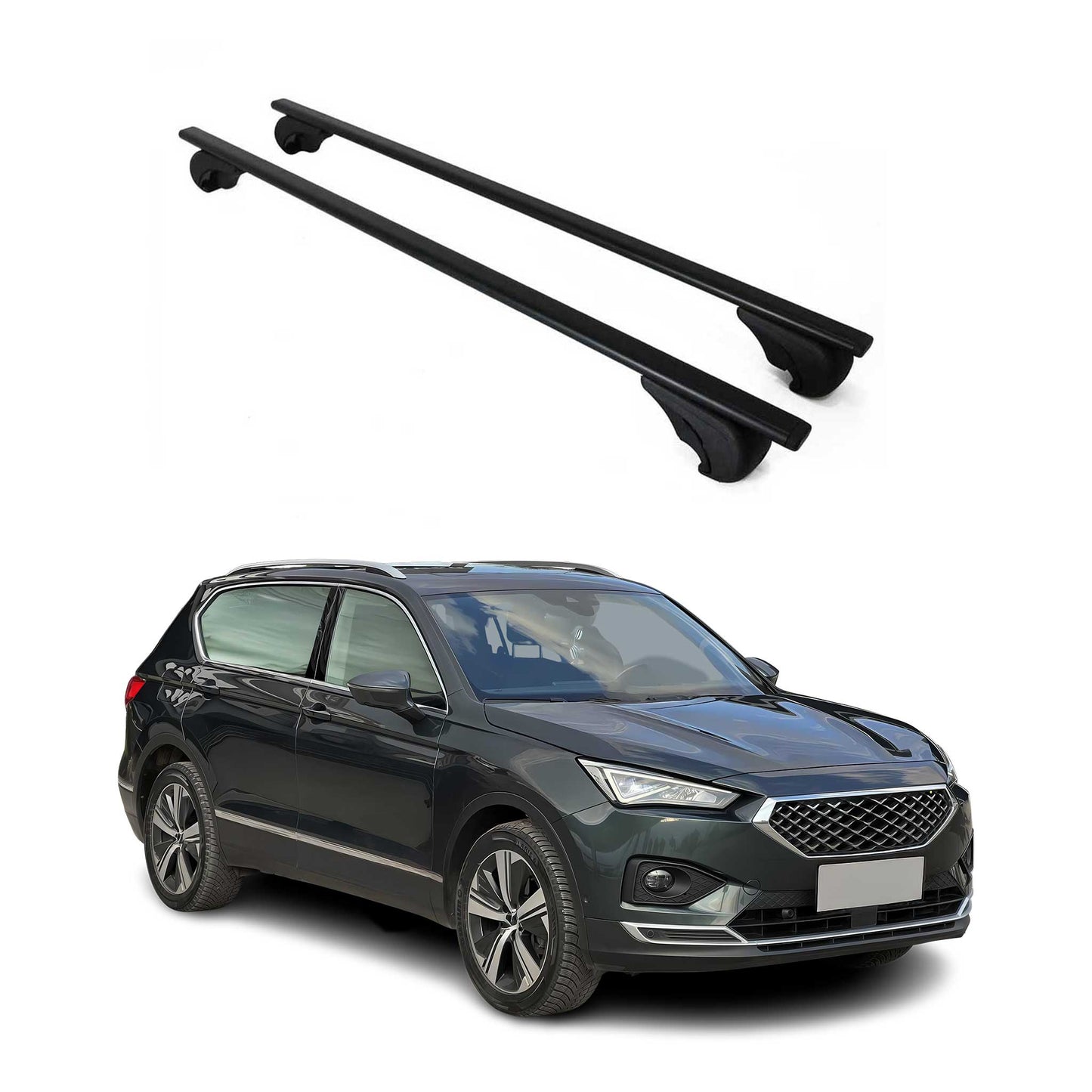 Portbagaj de plafon pentru Seat Tarraco 2018-2025 75kg, negru metalic, 2 buc.