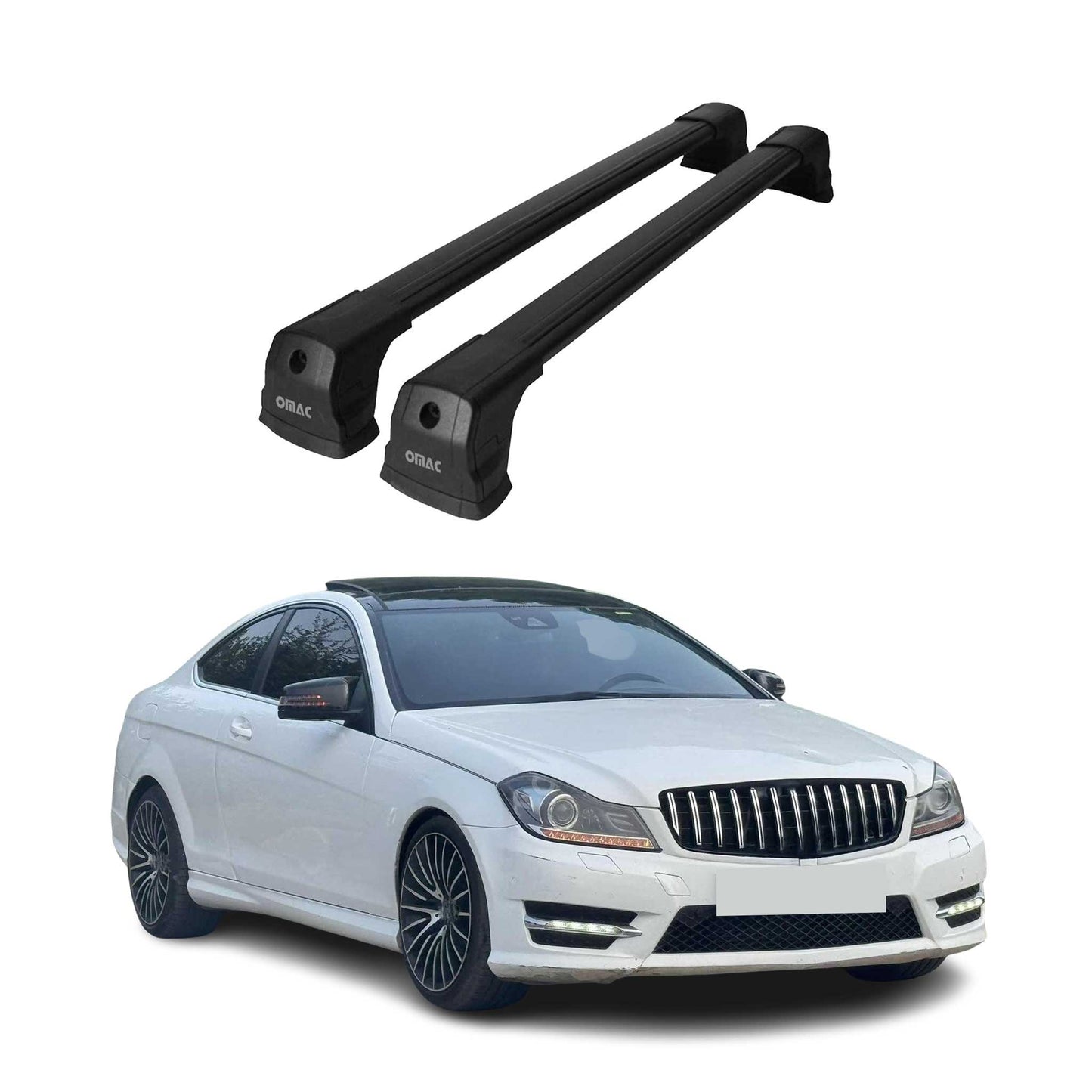 Portbagaj de plafon pentru Mercedes C-Class C204 Coupe 2011-2014 75kg Negru 2x