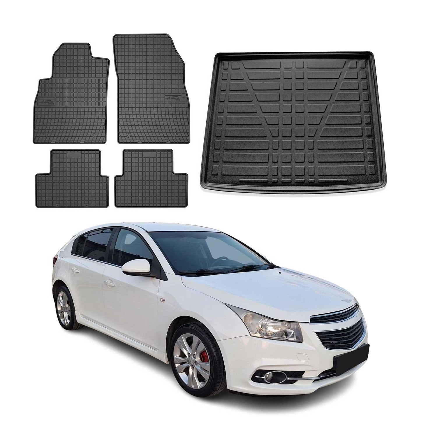 Fußmatten & Kofferraumwanne Set für Chevrolet Cruze 5tür 2011-2016 Gummi TPE