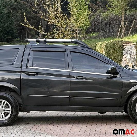 Benzi decorative/ornamente geamuri pentru Ssangyong Actyon Sports 2006-2012, oțel inoxidabil, 4 bucăți
