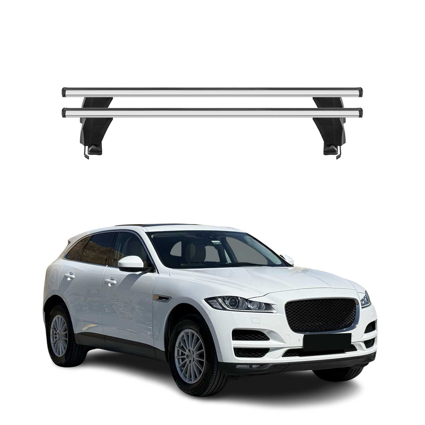 Menabo Dachträger Grundtäger für Jaguar F-Pace 2016-2025 50kg Alu Silber 2 tlg