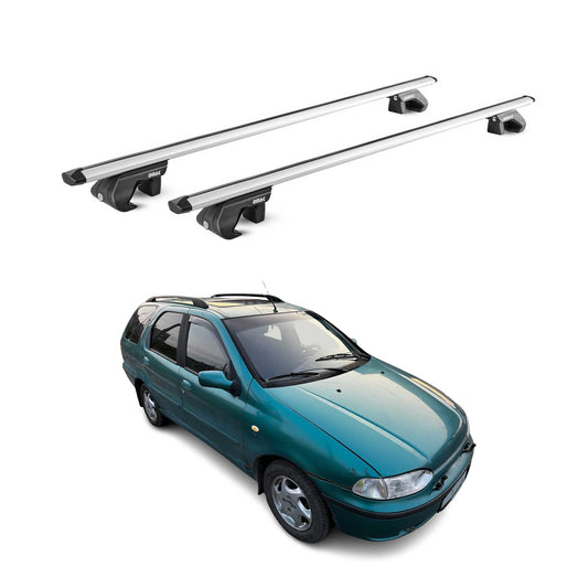 Portbagaj de plafon pentru Fiat Palio WeekEnd 1996-2007 90kg aluminiu argintiu 2 piese ABE