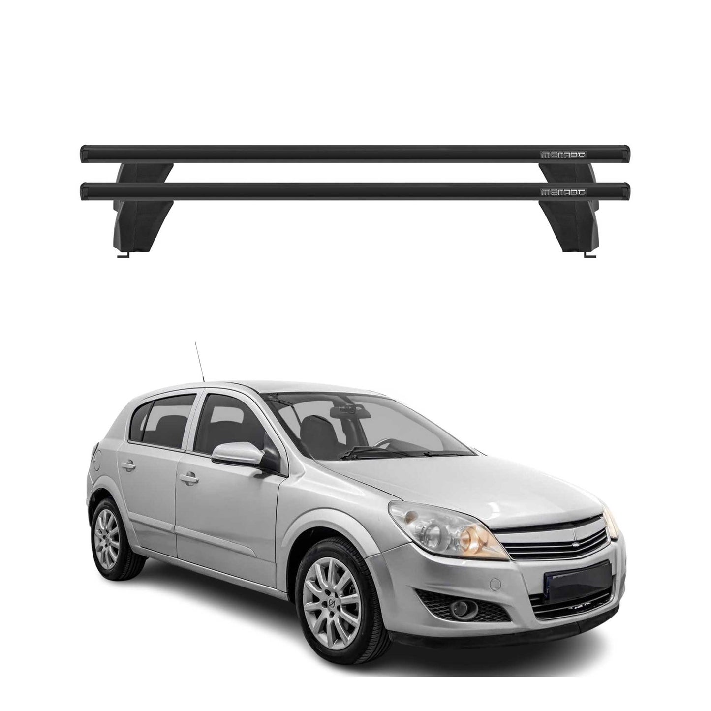 Menabo Dachträger Grundtäger für Opel Astra H 2004-2010 75kg Alu Schwarz 2 tlg