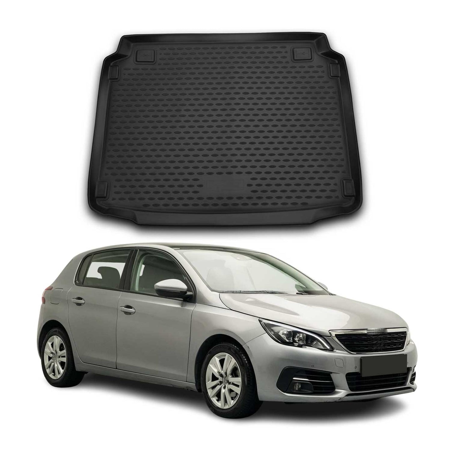 Kofferraummatte Kofferraumwanne für Peugeot 308 2014-2021 Gummi TPE Schwarz