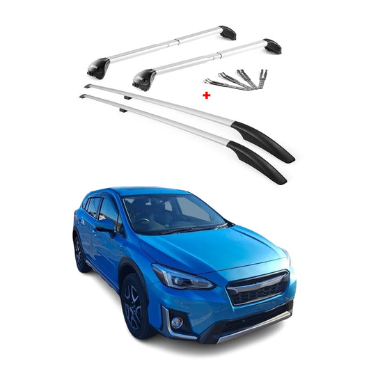 Dachreling + Dachträger Satz für Subaru XV 2012-2018 Langer Alu Silber
