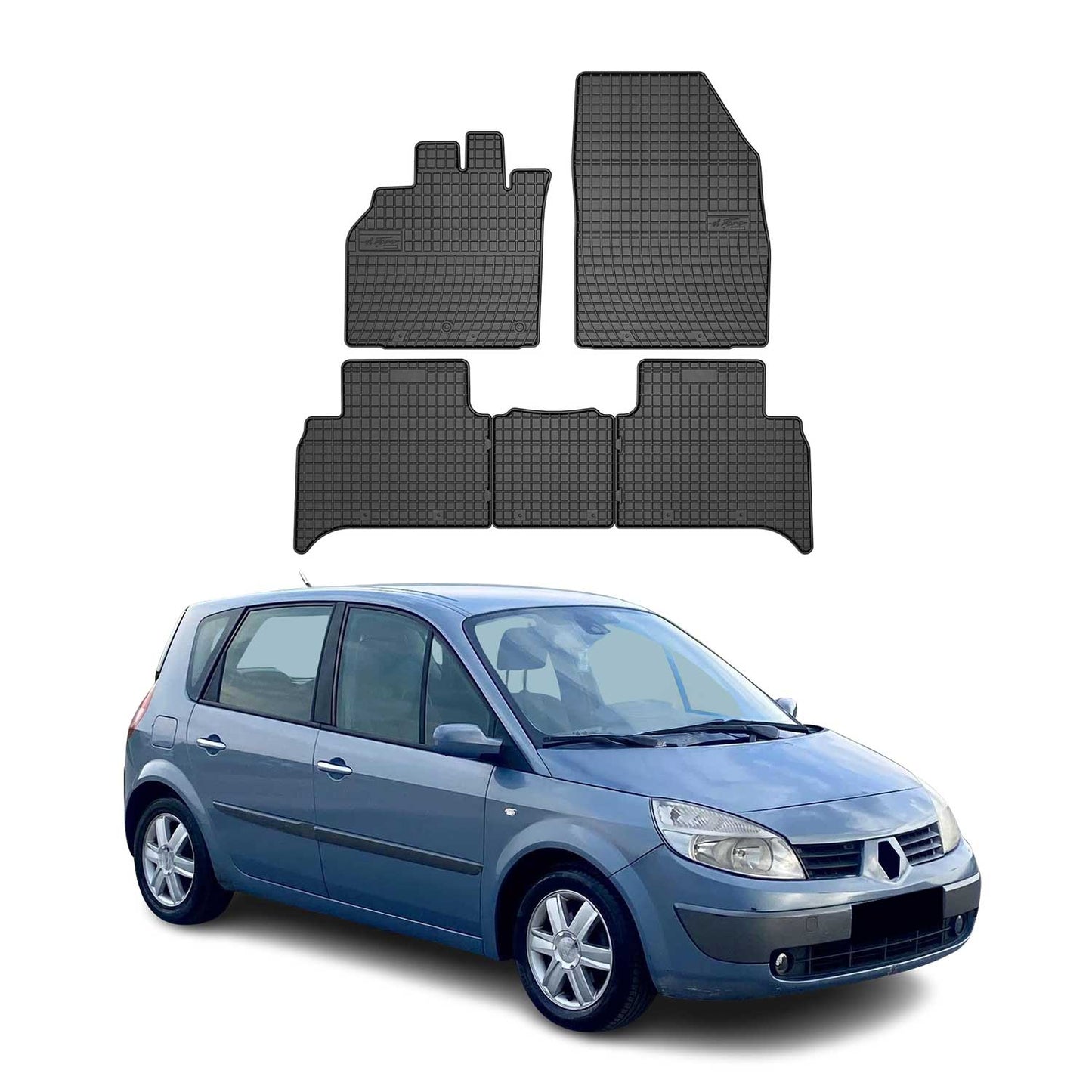 OMAC Gummi Fußmatten für Renault Scenic 2003-2009 Automatten Gummi Schwarz 5tlg