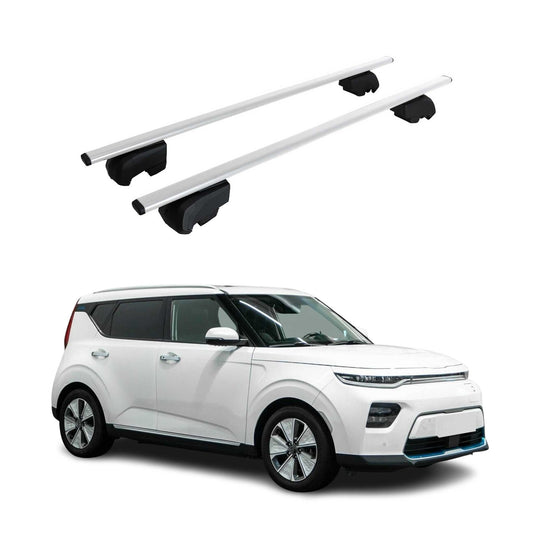 Portbagaj de plafon pentru Kia Soul EV 2020-2023, metal, argintiu, omologat ABE, 2x