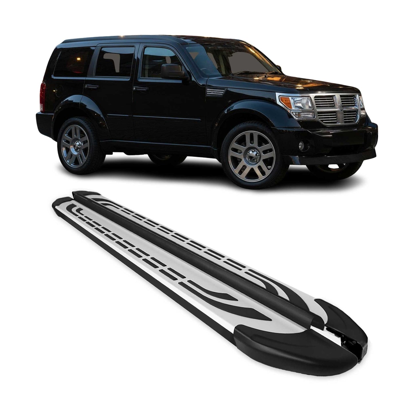 Trittbretter Seitenschweller Seitenbretter für Dodge Nitro 2006-2012 Alu Schwarz
