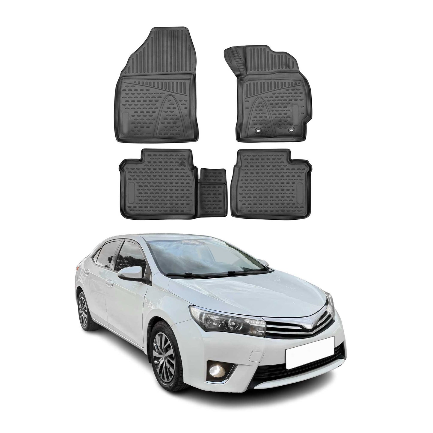 OMAC Gummimatten Fußmatten für Toyota Corolla 2013-2025 RHD TPE Schwarz 4x