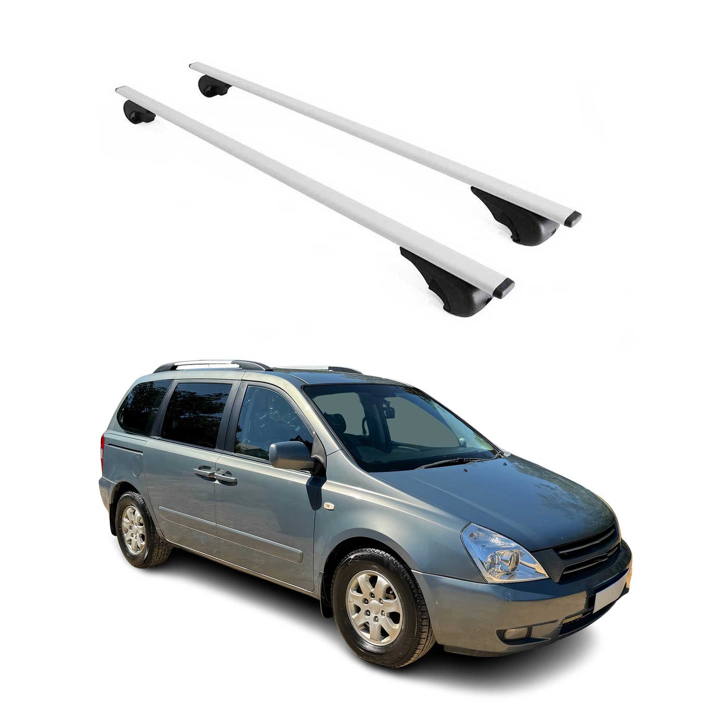 Dachträger Grundtäger für Kia Carnival 2005-2014 75kg Metall Silber 2 tlg