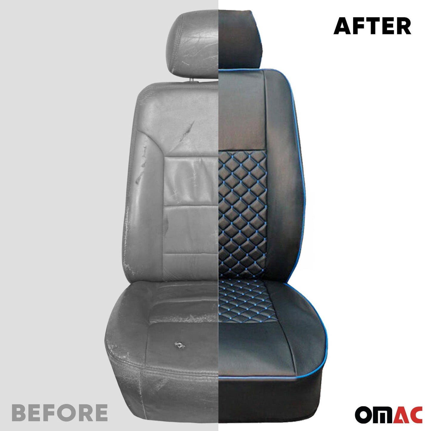 Huse scaune pentru Renault Trafic 2001-2014, piele ecologică, negru/albastru, 2+1