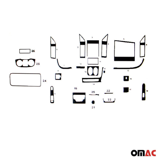 Ornamente interioare cockpit pentru Fiat Ducato 2015-2025, aspect negru piano, 26 piese