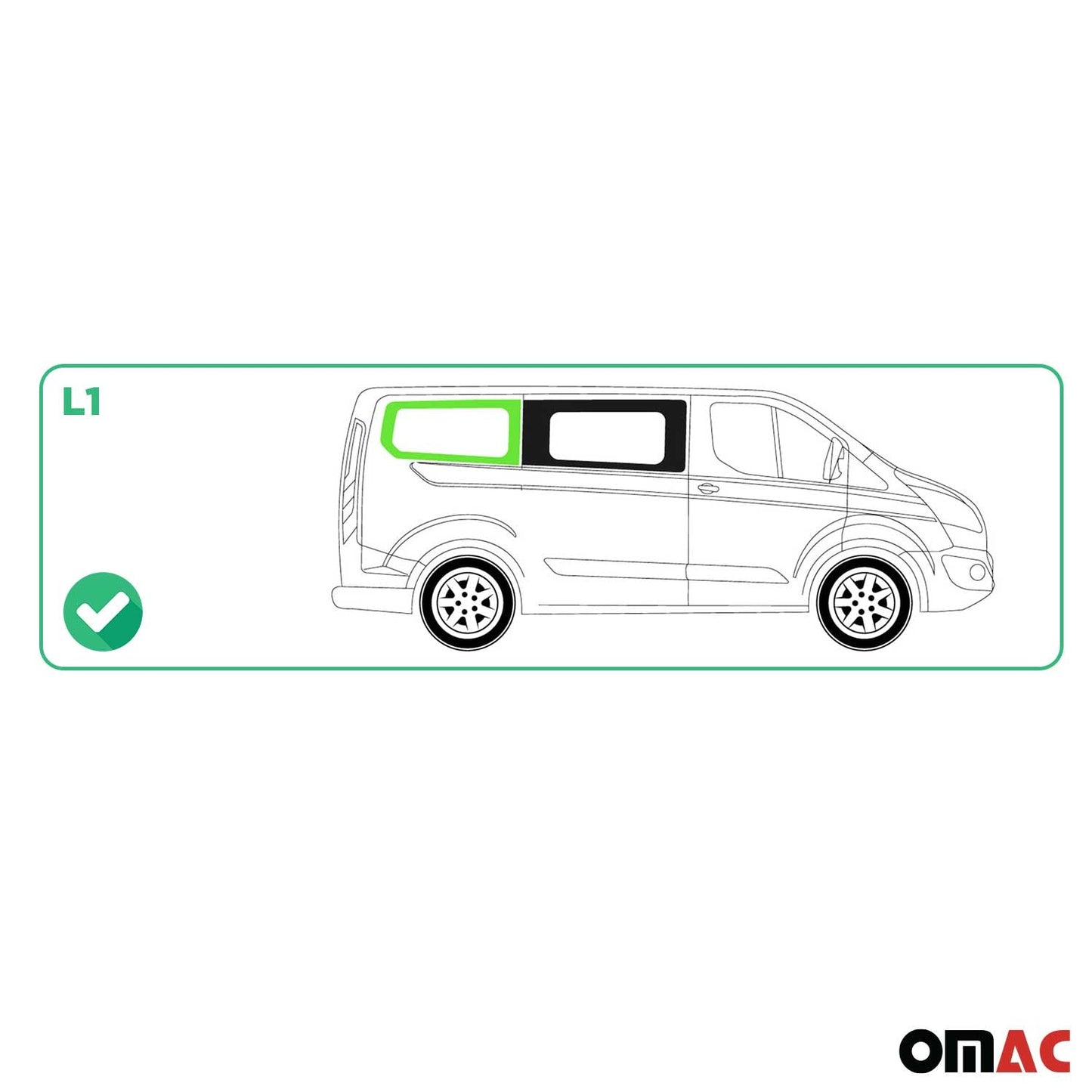 Seitenfenster Seitenscheibe für Ford Transit Custom 2013-2024 Rechts L1 Schwarz