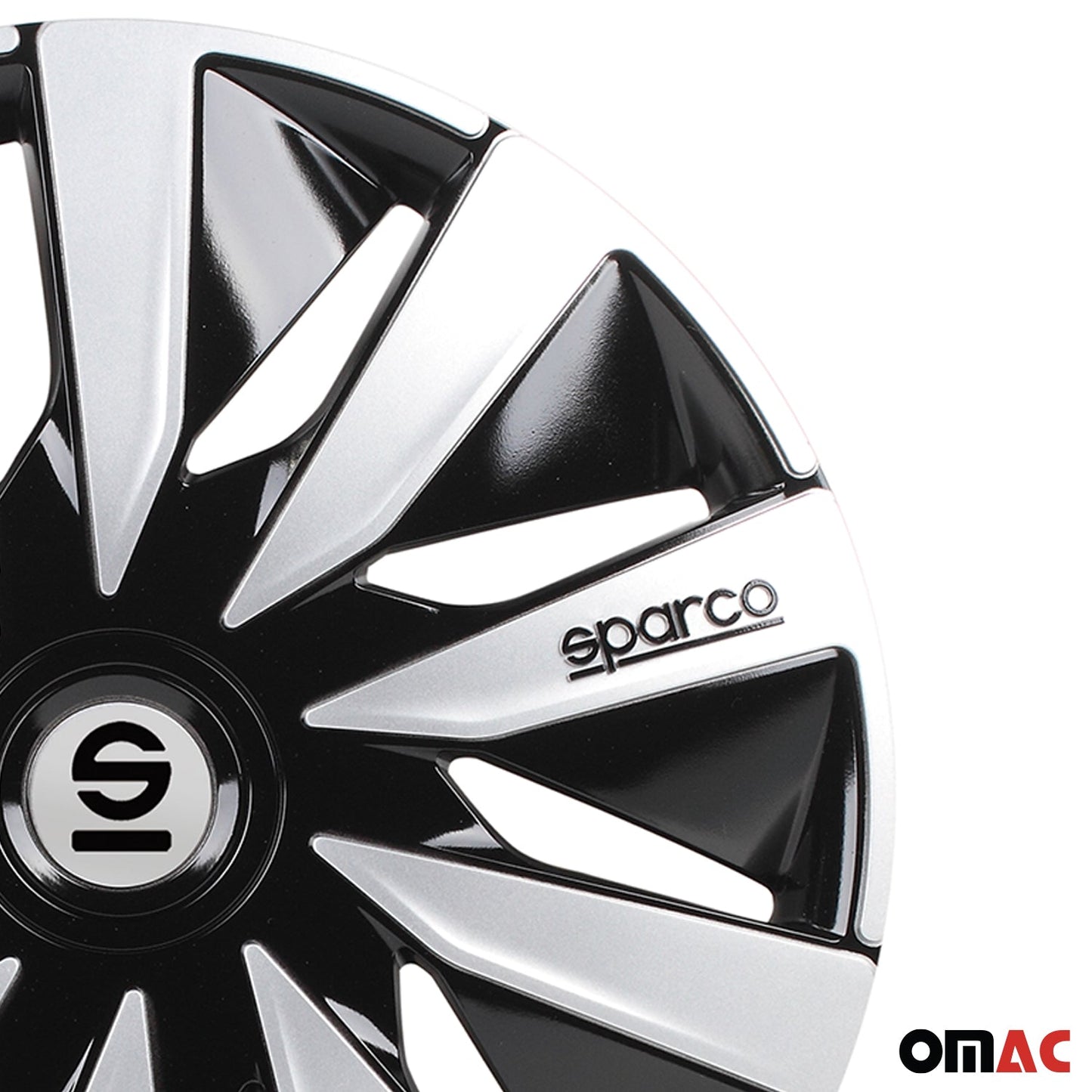 Radkappen Radzierblenden Sparco Lazio 16" Zoll Abdeckung Set Schwarz Silber 4x