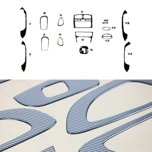Ornamente interioare pentru cockpit Hyundai Santa Fe 2002-2006, set 14 piese, aspect carbon