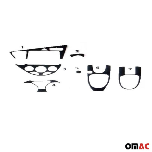 Ornamente interioare pentru Ford Focus 1998-2004, aspect aluminiu, 7 bucăți