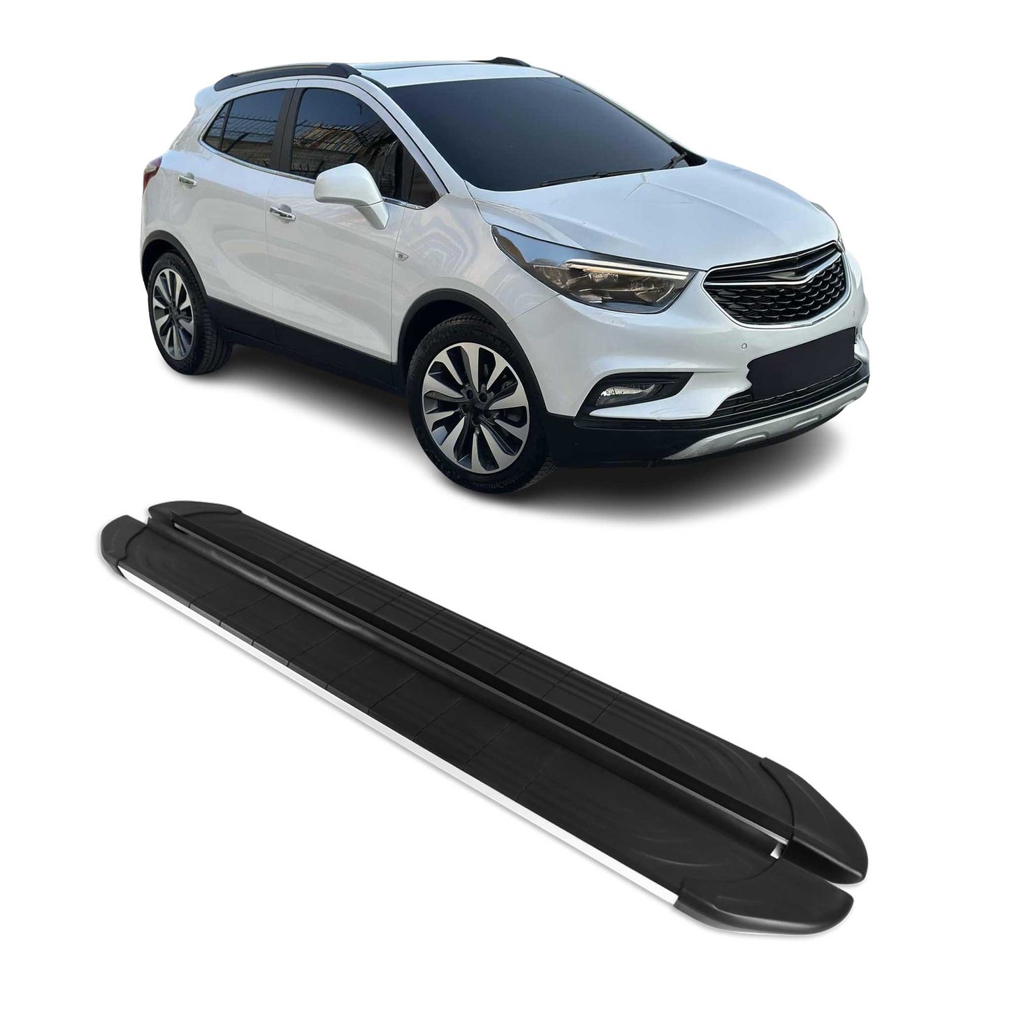 Trittbretter Seitenschweller für Opel Mokka 2012-2019 Aluminium Schwarz Silber