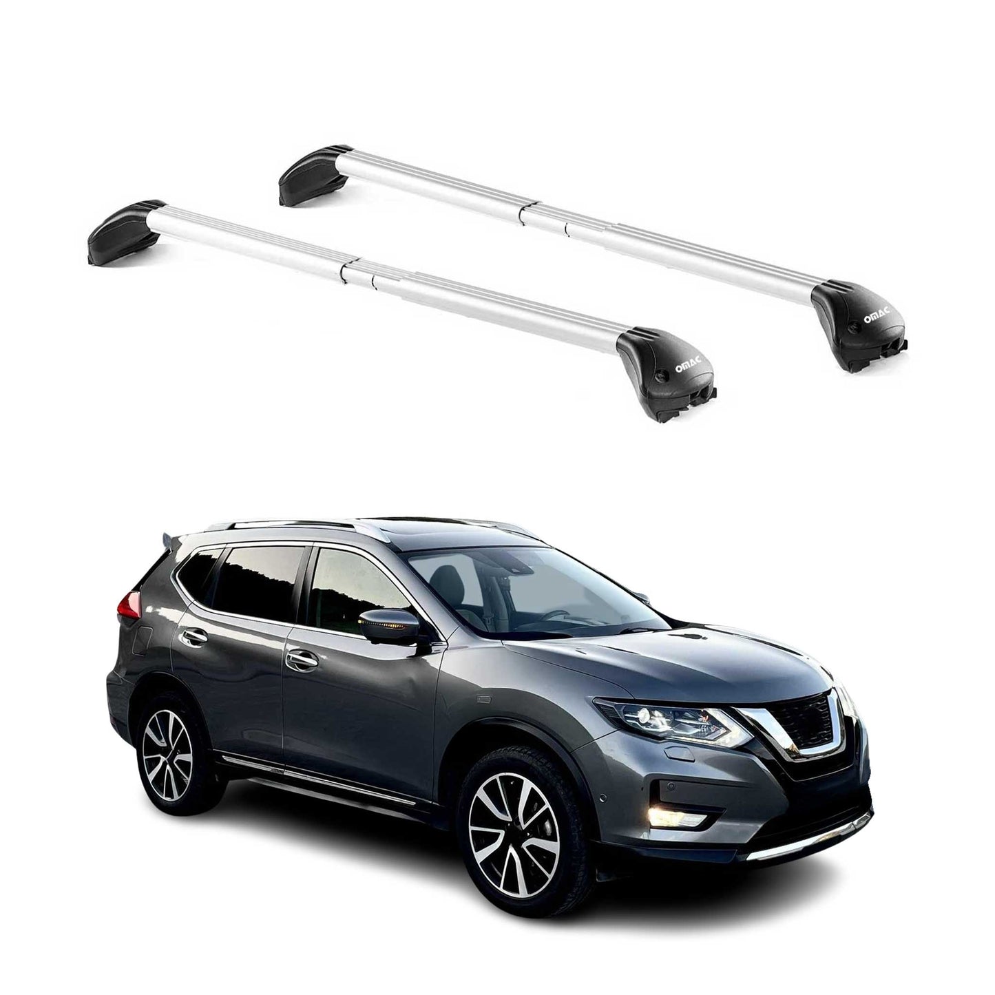 Portbagaj de plafon pentru Nissan X-Trail T32 2014-2021 5 uși 100 kg aluminiu ABE argintiu