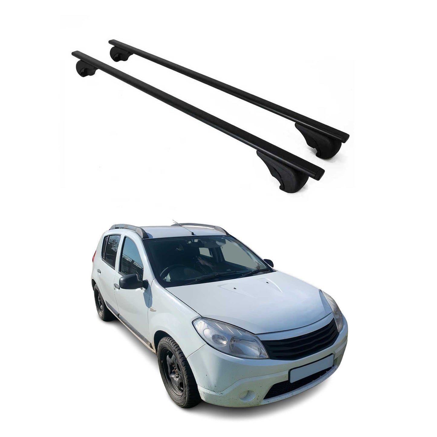 Portbagaj de plafon pentru Dacia Sandero 2007-2012 75kg, negru metalic, 2 buc.