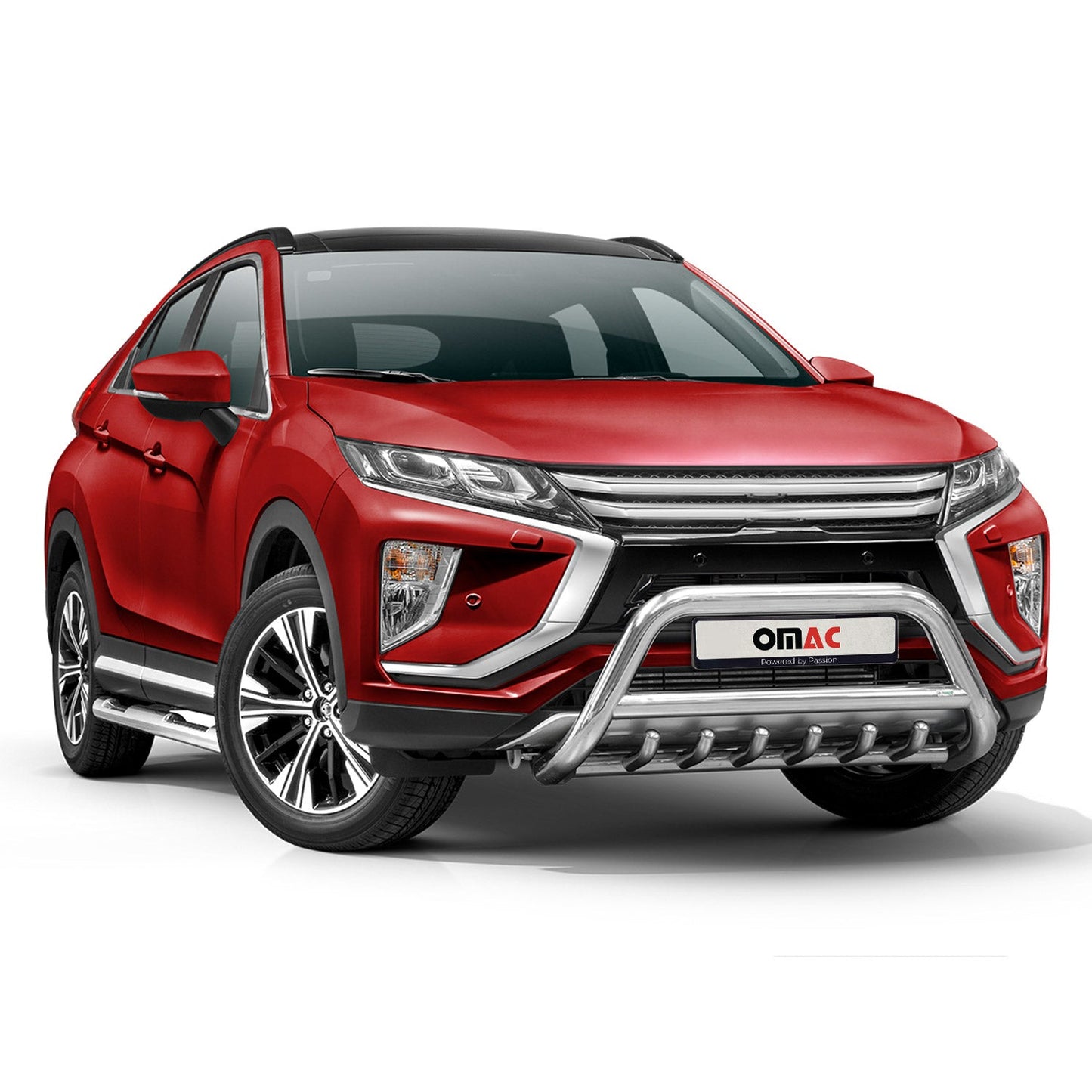 Bară de protecție/buton față pentru Mitsubishi Eclipse Cross 2017-2022, argintie, cu ABE (omologare de tip germană).