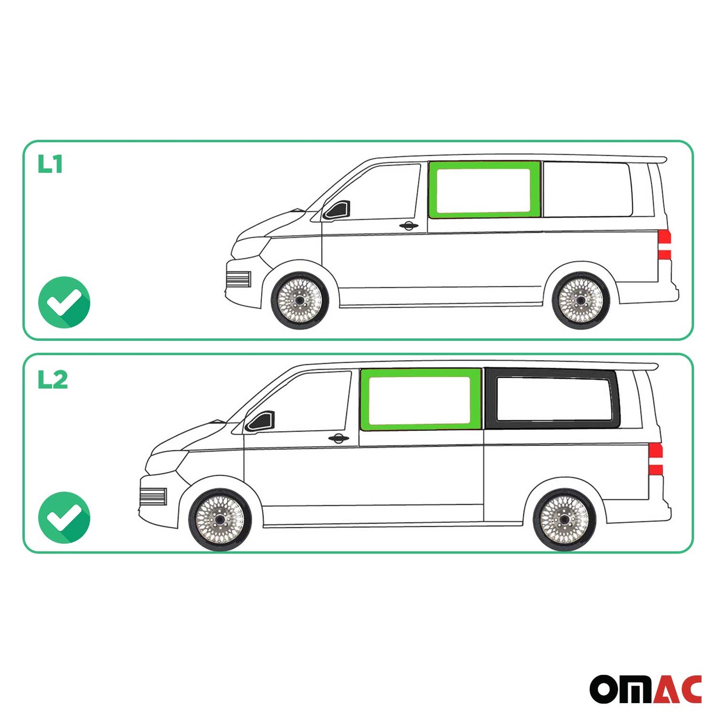 Seitenfenster Auto Seitenscheibe für VW T6 T6.1 2015-2024 Links Schwarz L1 L2
