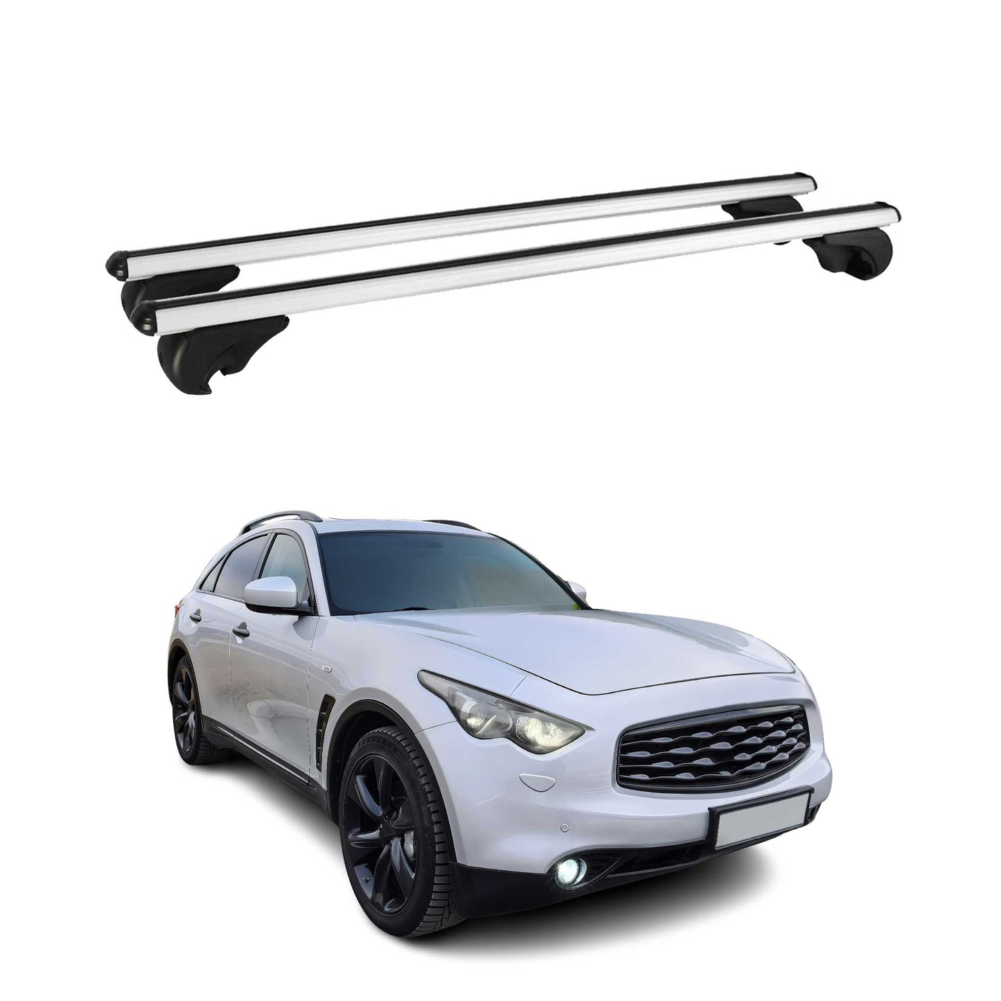 Portbagaj de plafon pentru Infiniti FX50 2009-2013 75kg aluminiu argintiu 2 buc