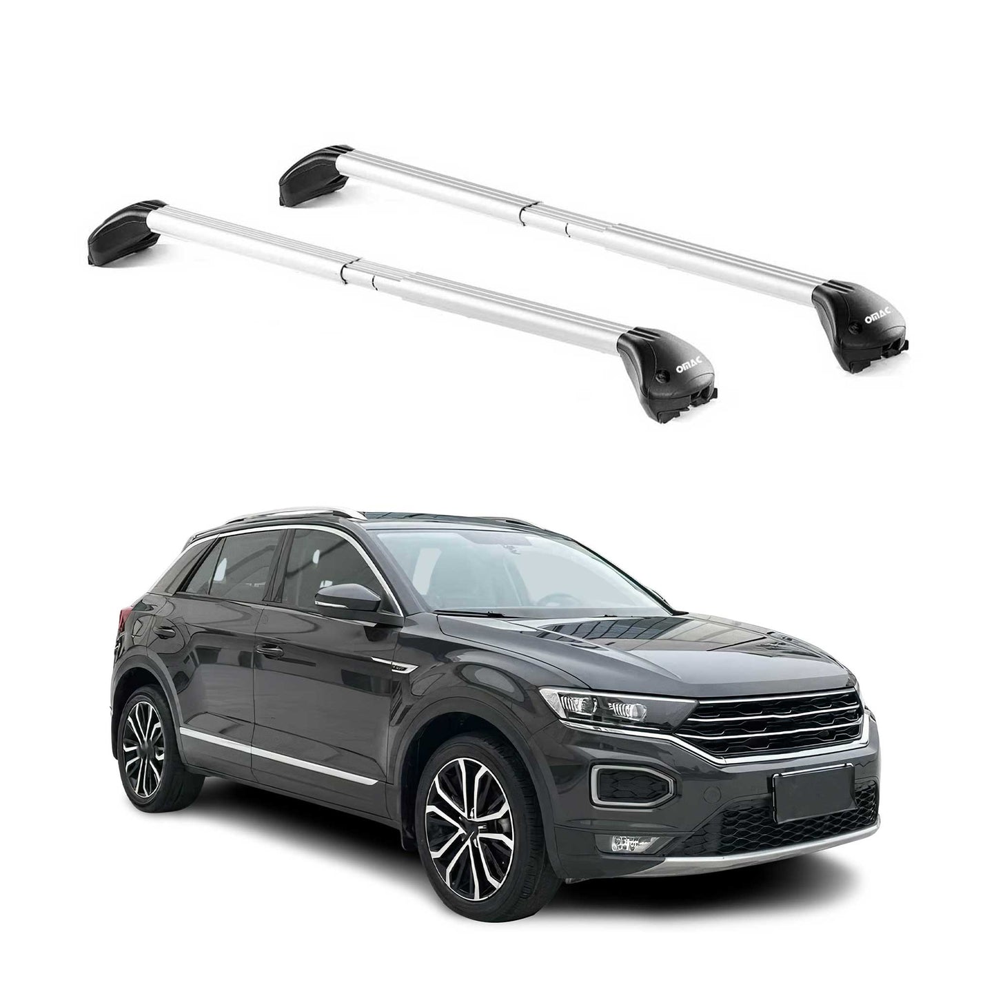 Dachträger Grundtäger für VW T-Roc 2017-2025 100kg Aluminium Grau 2x ABE