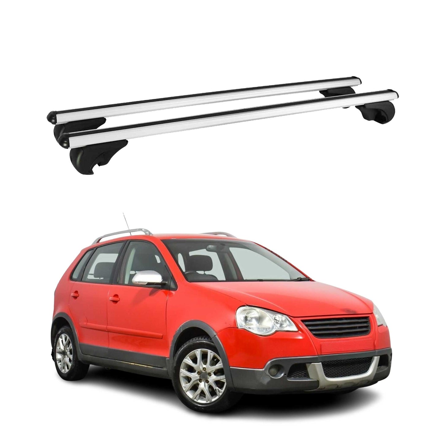 Dachträger Grundtäger für VW Polo 2002-2009 75kg Aluminium Silber 2 tlg