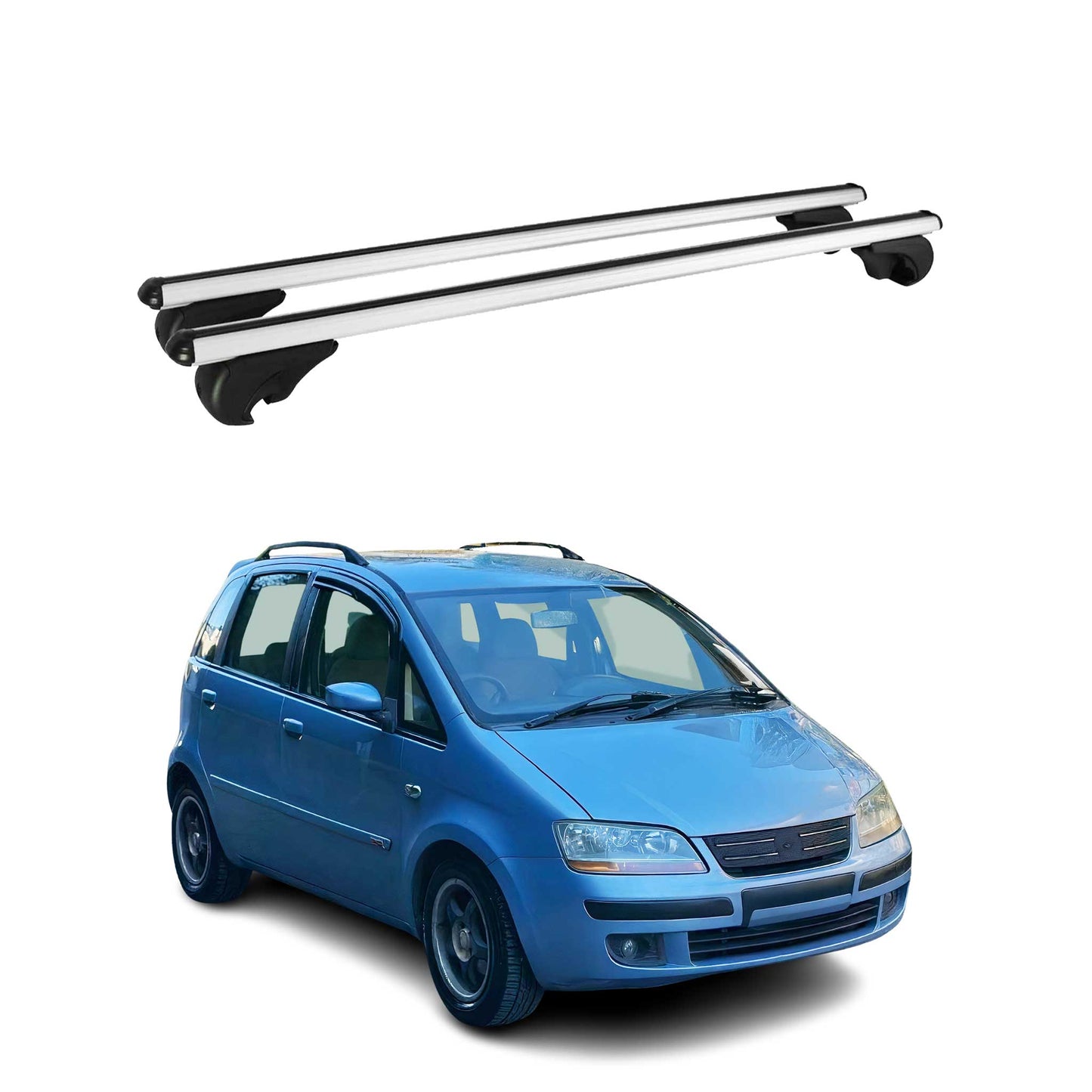 Portbagaj de plafon pentru Fiat Idea 2003-2012 75kg aluminiu argintiu 2 buc