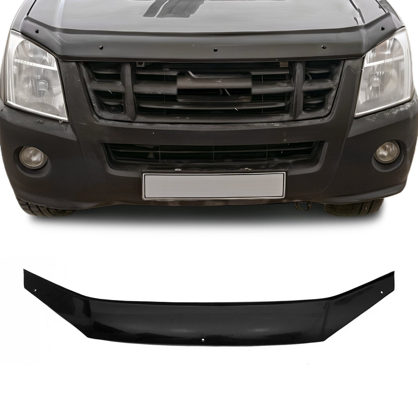 Motorhaube Deflektor Steinschlagschutz für Isuzu D-Max II 2012-2019 Schwarz