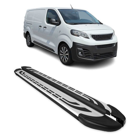 Trittbretter Seiten für Peugeot Traveller 2017-2025 L2 L3 Langer Alu Schwarz