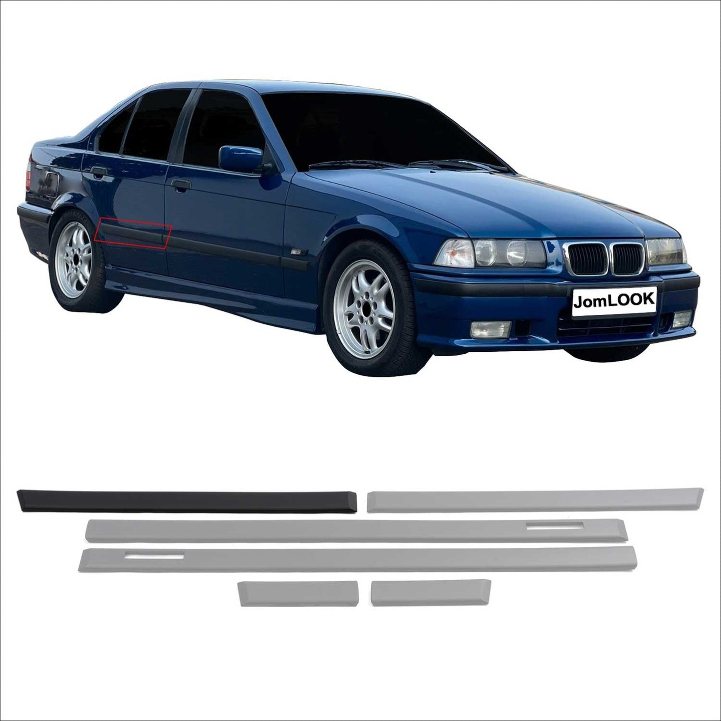 Ornamente laterale JOM pentru praguri laterale BMW Seria 3 E36 Sedan Touring, negre, 6 buc.