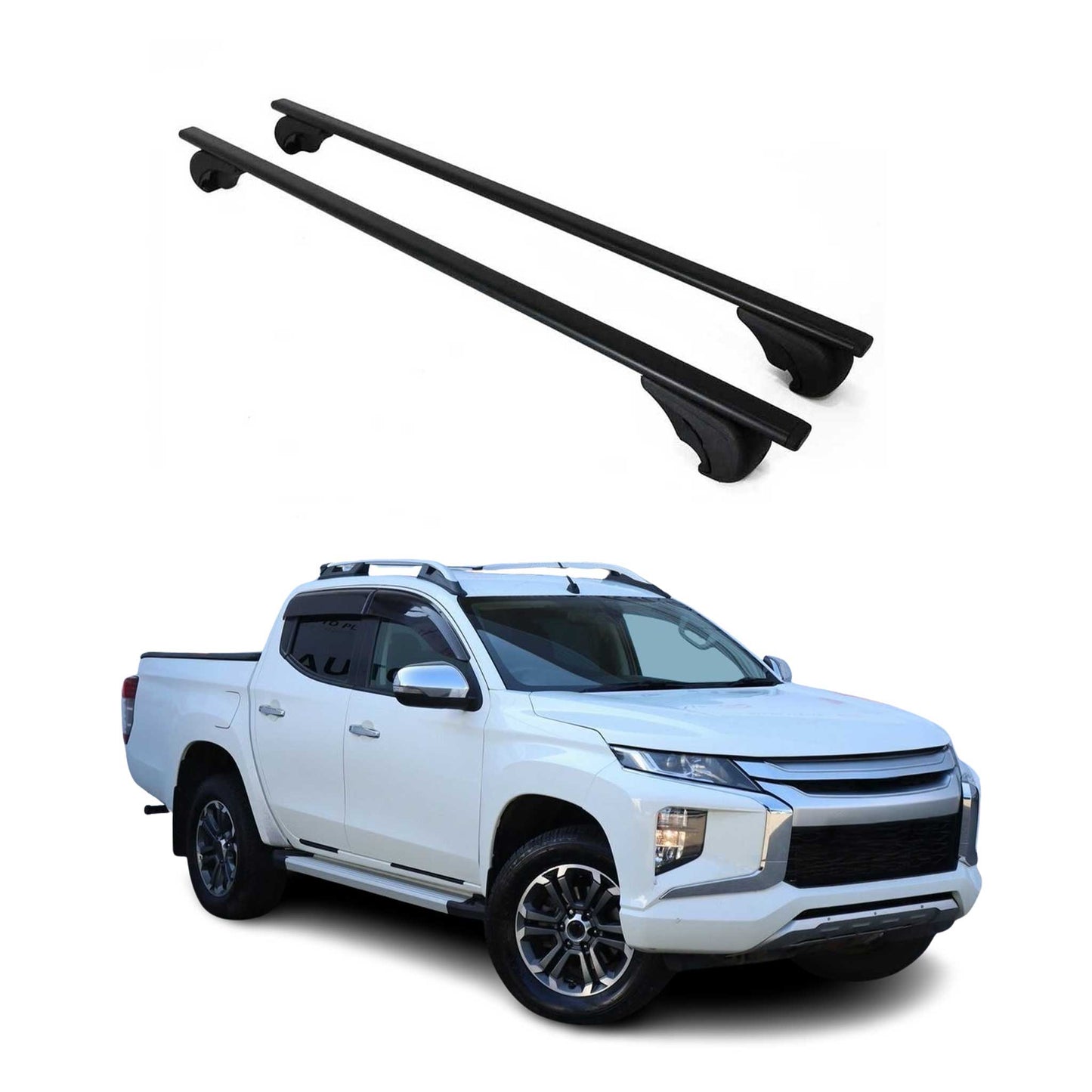 Portbagaj de plafon pentru Mitsubishi L200 2015-2023 75kg, negru metalic, 2 buc.